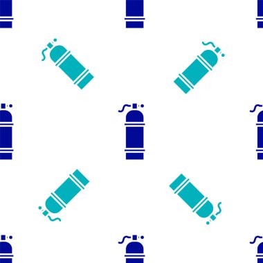 Mavi Aqualung simgesi beyaz arkaplandaki kusursuz deseni izole etti. Dalgıçlar için oksijen tüpü. Dalış ekipmanları. Olağanüstü bir spor. Spor malzemeleri. Vektör İllüstrasyonu.