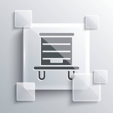 Arı kovanı için gri arka planda izole edilmiş bir ikon. Arı kovanı sembolü. Apiary ve arı yetiştiriciliği. Tatlı doğal yemek. Kare cam paneller. Vektör.