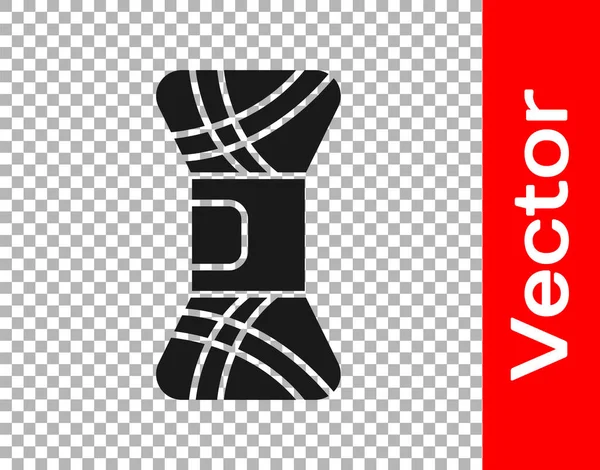 Иконка Black Yarn Выделена Прозрачном Фоне Этикетка Ручной Работы Вязания — стоковый вектор