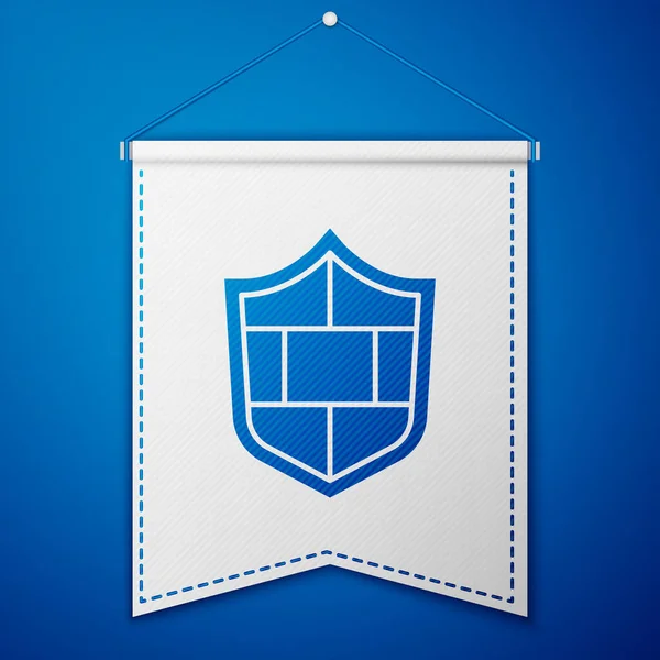 Blue Shield Cyber Security Brick Wall Icon Isolated Blue Background — Stock Vector