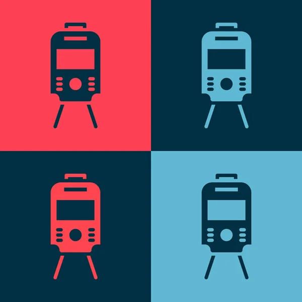 Pop Art Tram Spoorweg Pictogram Geïsoleerd Kleur Achtergrond Openbaar Vervoer — Stockvector