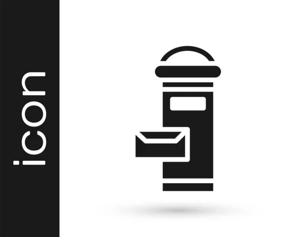 Чорна Традиційна Поштова Скринька Лондона Ізольована Білому Тлі Англійська Поштова — стоковий вектор