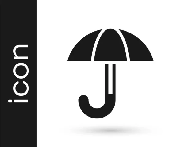 Black Classic Elegant Öppnade Paraply Ikon Isolerad Vit Bakgrund Regnskyddssymbol — Stock vektor