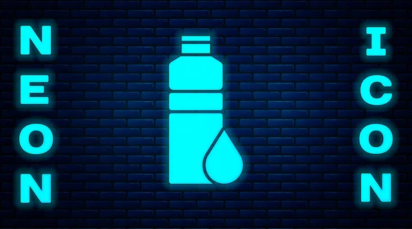 发光的霓虹灯适配振动器图标隔离在砖墙背景 运动摇瓶 瓶盖用于水和蛋白质鸡尾酒 — 图库矢量图片
