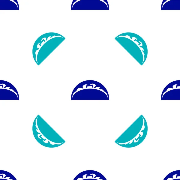 Taco Azul Com Ícone Tortilla Isolado Padrão Sem Costura Fundo — Vetor de Stock