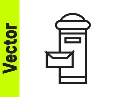 Siyah çizgi Geleneksel Londra posta kutusu simgesi beyaz arkaplanda izole edildi. İngiltere posta kutusu ikonu. Posta kutusu. Vektör.