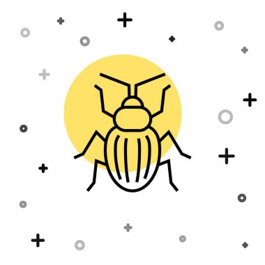 Siyah çizgi Chafer böceği simgesi beyaz arkaplanda izole edildi. Rastgele dinamik şekiller. Vektör.