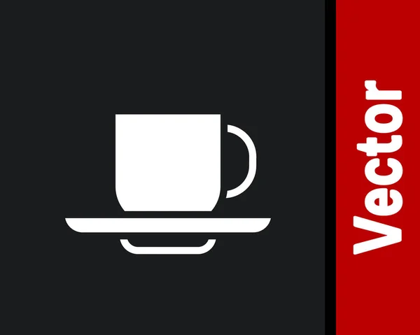 Weiße Kaffeetasse Symbol Isoliert Auf Schwarzem Hintergrund Teetasse Vorhanden Heißes — Stockvektor