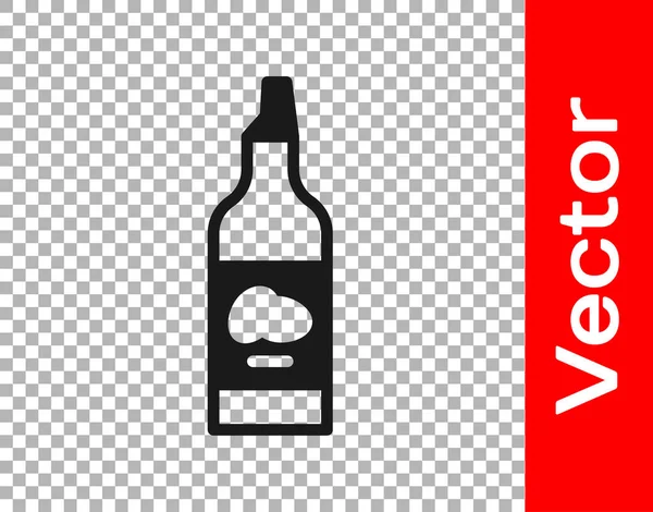 Botella Negra Aceite Oliva Icono Aislado Sobre Fondo Transparente Jarra — Vector de stock
