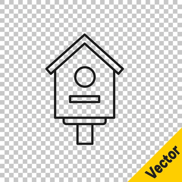 Línea Negra Icono Casa Bird Aislado Sobre Fondo Transparente Caja — Vector de stock