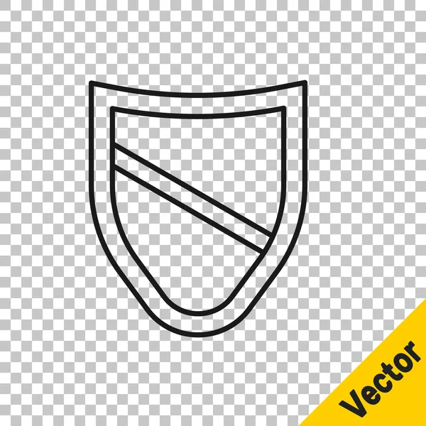 Černá Čára Ikona Štítu Izolovaná Průhledném Pozadí Strážní Znak Zabezpečení — Stockový vektor