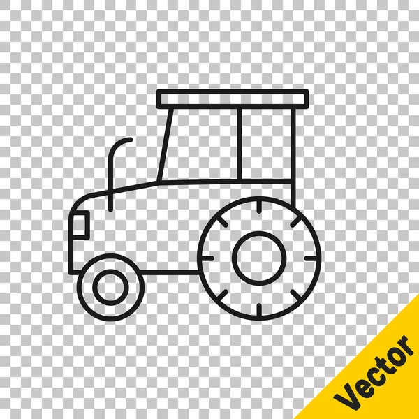 Icono Tractor Línea Negra Aislado Sobre Fondo Transparente Vector — Vector de stock