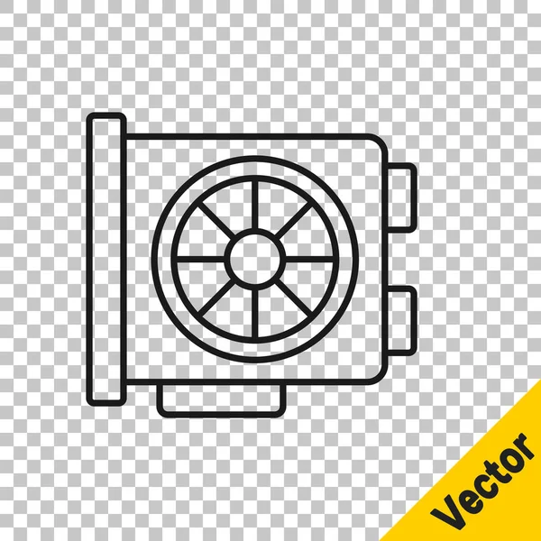 Black Line Video Graphic Card Icon Isolated Transparent Background Vector — Stock Vector