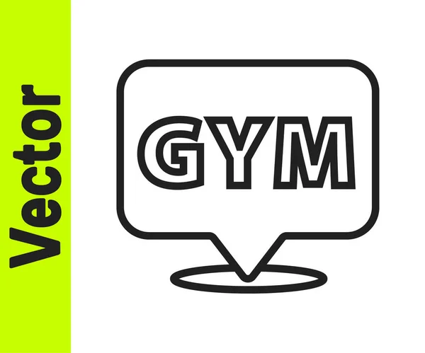 Black Line Location Gym Icon Isolated White Background Vector — Stock Vector
