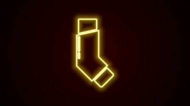 Parlayan neon çizgi solunum simgesi siyah arkaplanda izole edildi. Öksürük şurubu, solunum, alerjik hasta. 4K Video hareketli grafik canlandırması