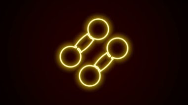 Parlayan neon hattı Dumbbell simgesi siyah arkaplanda izole edildi. Kas kaldırma ikonu, fitness halteri, spor aletleri, egzersiz yaban domuzu. 4K Video hareketli grafik canlandırması