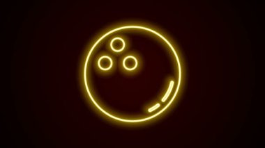Parlayan neon hattı bowling topu simgesi siyah arkaplanda izole edildi. Spor malzemeleri. 4K Video hareketli grafik canlandırması