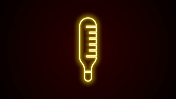 Glödande neon line Medicinsk termometer för medicinsk undersökning ikon isolerad på svart bakgrund. 4K Video motion grafisk animation — Stockvideo