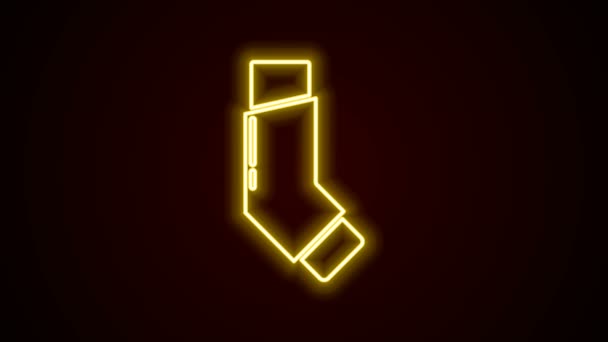 Świecąca neonowa ikona inhalatora odizolowana na czarnym tle. Oddychaj w celu złagodzenia kaszlu, wdychania, pacjenta uczulonego. 4K Animacja graficzna ruchu wideo — Wideo stockowe