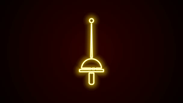 Glowing neon line Anggar ikon terisolasi pada latar belakang hitam. Peralatan olahraga. Animasi grafis gerak Video 4K — Stok Video