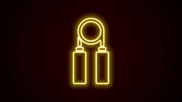 Leuchtendes Neon Line Sport Expander Symbol isoliert auf schwarzem Hintergrund. Sportgeräte. 4K Video Motion Grafik Animation — Stockvideo