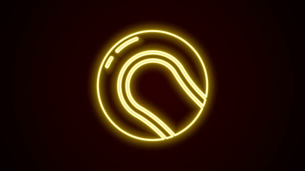 Linha de néon brilhante Ícone de bola de beisebol isolado no fundo preto. Animação gráfica em movimento de vídeo 4K — Vídeo de Stock