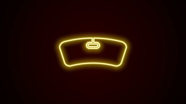 Parlayan neon çizgisi ön cam simgesi siyah arkaplanda izole edildi. 4K Video hareketli grafik canlandırması