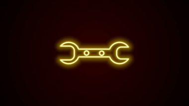 Parlayan neon çizgi anahtarı simgesi siyah arkaplanda izole edildi. 4K Video hareketli grafik canlandırması