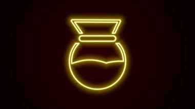 Parlayan neon hattı Chemex simgesi siyah arkaplanda izole edildi. Alternatif kahve demleme yöntemleri. Kahve kültürü. 4K Video hareketli grafik canlandırması