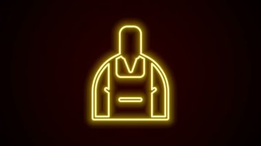 Parlayan neon hattı Barista simgesi siyah arkaplanda izole edildi. 4K Video hareketli grafik canlandırması