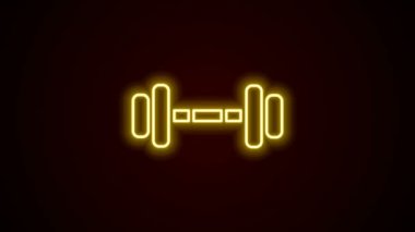 Parlayan neon hattı Dumbbell simgesi siyah arkaplanda izole edildi. Kas kaldırma ikonu, fitness halteri, spor aletleri, egzersiz yaban domuzu. 4K Video hareketli grafik canlandırması