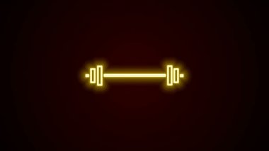Parlayan neon hattı Barbell simgesi siyah arkaplanda izole edildi. Kas kaldırma ikonu, fitness halteri, spor aletleri, egzersiz yaban domuzu. 4K Video hareketli grafik canlandırması