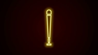 Parlayan neon hattı beyzbol sopası simgesi siyah arkaplanda izole edildi. Spor malzemeleri. 4K Video hareketli grafik canlandırması