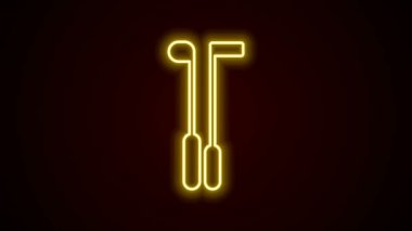 Parlayan neon hattı golf kulübü ikonu siyah arka planda izole edildi. 4K Video hareketli grafik canlandırması