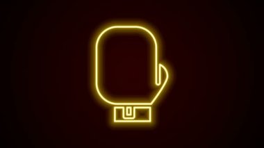 Parlayan neon hattı boks eldiveni simgesi siyah arkaplanda izole edildi. 4K Video hareketli grafik canlandırması