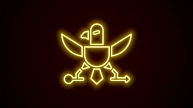 Parlayan neon hattı Kartal simgesi siyah arkaplanda izole edildi. Amerikan başkanlık sembolü. 4K Video hareketli grafik canlandırması