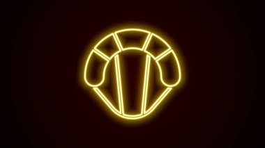 Parlayan neon hattı paraşüt simgesi siyah arkaplanda izole edildi. Olağanüstü bir spor. Spor malzemeleri. 4K Video hareketli grafik canlandırması
