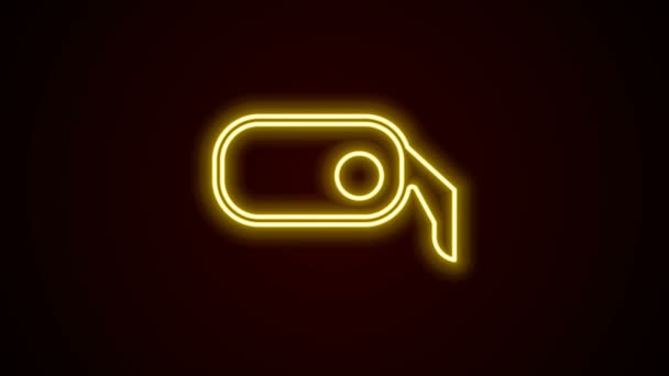 Gloeiende neon lijn Auto achteruitkijkspiegel pictogram geïsoleerd op zwarte achtergrond. 4K Video motion grafische animatie — Stockvideo