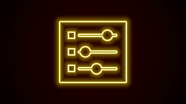 Leuchtende Neon-Linie Auto-Einstellungen Symbol isoliert auf schwarzem Hintergrund. Automechaniker-Service. Reparaturservice Automechaniker. Wartungsschild. 4K Video Motion Grafik Animation — Stockvideo