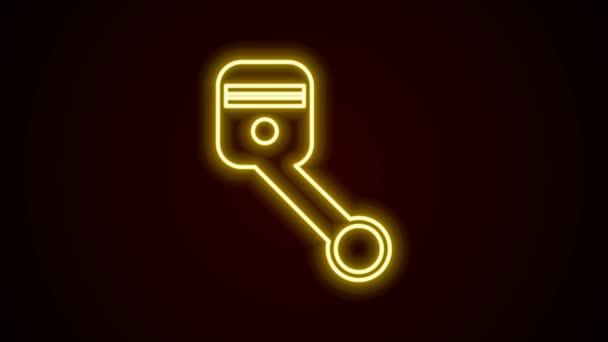 Glowing neon line Engine piston icon isolated on black background. Car engine piston sign. 4K Video motion graphic animation — Stock Video