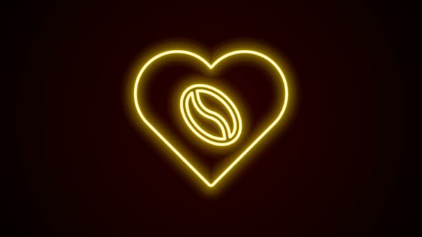 Gloeiende neon lijn Coffee Lovers pictogram geïsoleerd op zwarte achtergrond. Ik hou van koffie. 4K Video motion grafische animatie — Stockvideo