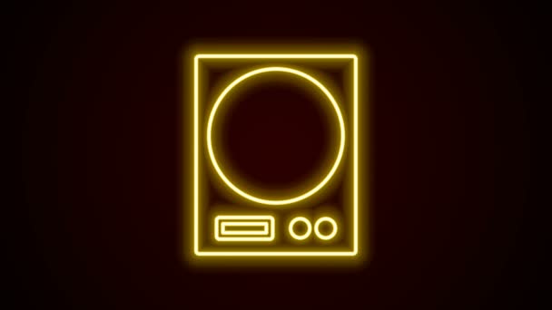 Świecąca neonowa linia Elektroniczna ikona skali odizolowana na czarnym tle. Urządzenia do pomiaru wagi. 4K Animacja graficzna ruchu wideo — Wideo stockowe