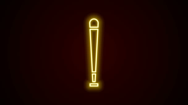 Glowing neon line Baseball bat icon isolated on black background. Sport equipment. 4K Video motion graphic animation — Stock Video