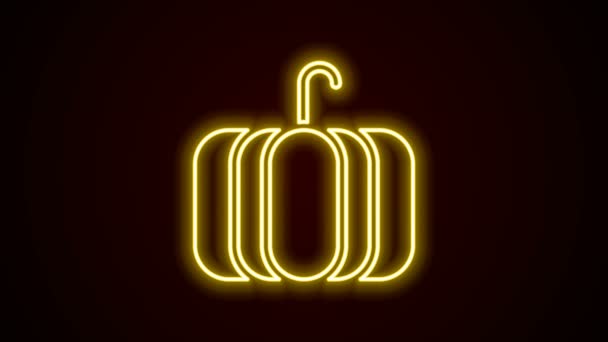 Сяюча неонова лінія значок гарбуза ізольована на чорному тлі. Щаслива вечірка на Хелловін. 4K Відео рух графічна анімація — стокове відео