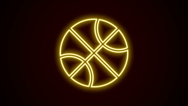 Leuchtende Leuchtschrift Basketballsymbol isoliert auf schwarzem Hintergrund. Sport-Symbol. 4K Video Motion Grafik Animation — Stockvideo