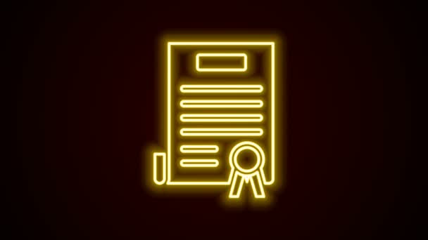 Linea fluorescente al neon Dichiarazione di indipendenza icona isolata su sfondo nero. Animazione grafica 4K Video motion — Video Stock