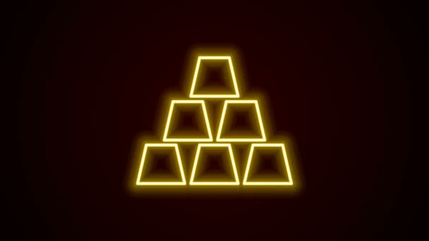 Świecąca neonowa linia Ikona sztabek złota odizolowana na czarnym tle. Koncepcja biznesu bankowego. 4K Animacja graficzna ruchu wideo — Wideo stockowe