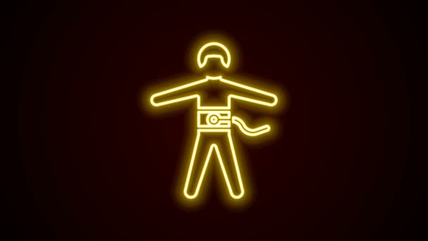 Zářící neonová čára Bungee jumping ikona izolované na černém pozadí. Grafická animace pohybu videa 4K — Stock video