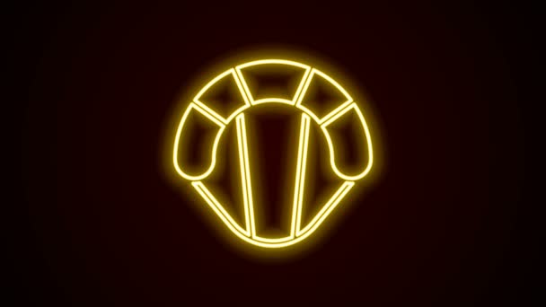 Glowing neon line Parachute icon isolated on black background. Extreme sport. Sport equipment. 4K Video motion graphic animation — Stock Video