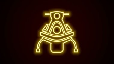 Parlayan neon hattı Kar Mobil simgesi siyah arkaplanda izole edildi. Kar arabası işareti. Olağanüstü bir spor. 4K Video hareketli grafik canlandırması